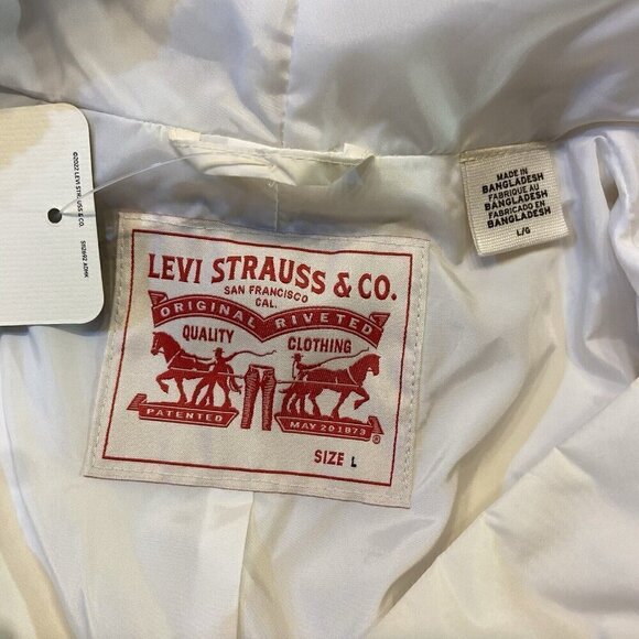 Levi's Women's Teddy Hooded Sherpa Jacket Creme Brulee Faux Fur Plush NWT Winter - Picture 5 of 8